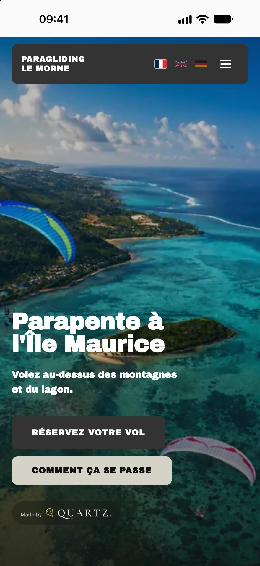 Paragliding Le Morne, mobile